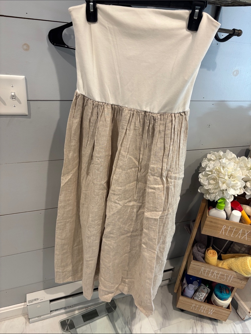 Women’s the drop Cream and Beige Strapless Sundress